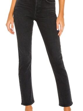 AGOLDE Riley crop Black Straight Leg High-Rise Jeans
